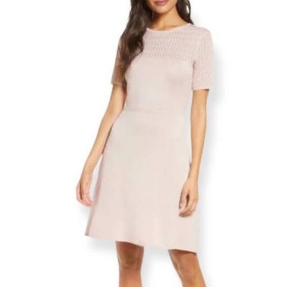 julia jordan Dresses & Skirts - NWT JULIA JORDAN Fit & Flare Sweater Dress in Blush Size 8